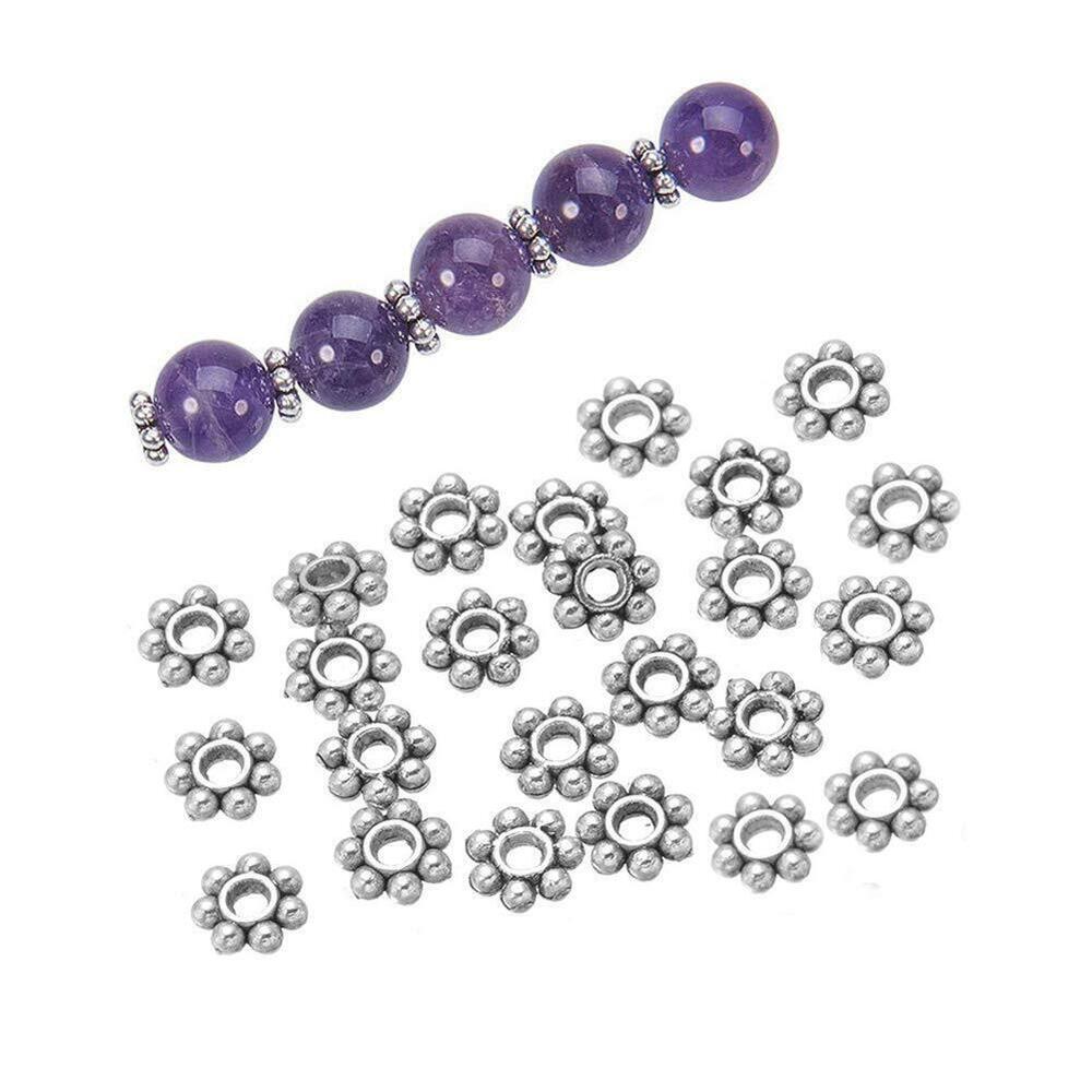 4047 1000 Pieces 6mm Alloy Antique Silver Daisy Spacer Beads for Jewelry